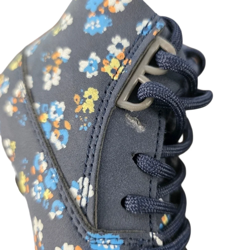OshKosh B’gosh Toddler Girls Navy Blue Floral Lace-Up Boots - Size 8M